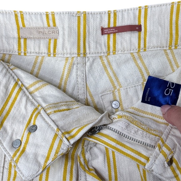 Pilcro The Wanderer Yellow White Stripe Low-Rise Shorts S 25 Summer Resort Boho - Picture 6 of 7